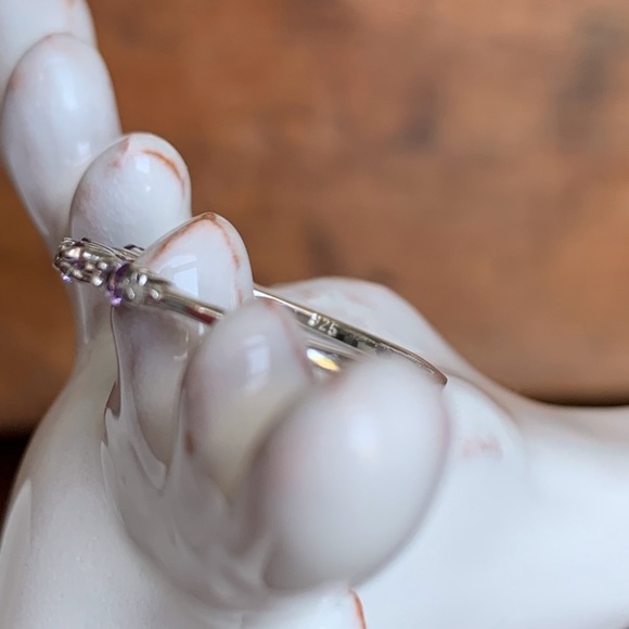 Amethyst Dot-Dash Ring In 925 Silver-NWOT - Picture 5 of 6